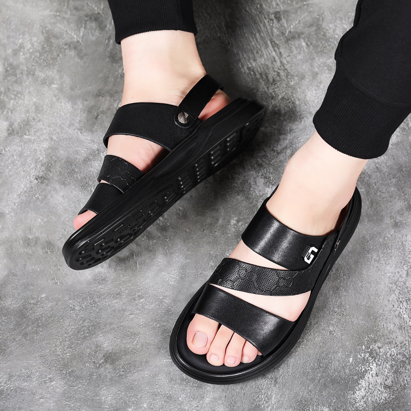 Primera capa de piel de oveja de verano nuevos hombres sandalias de cuero casual hombres zapatos de playa Sandalias de gama alta zapatillas de cuero zapatos de los hombres