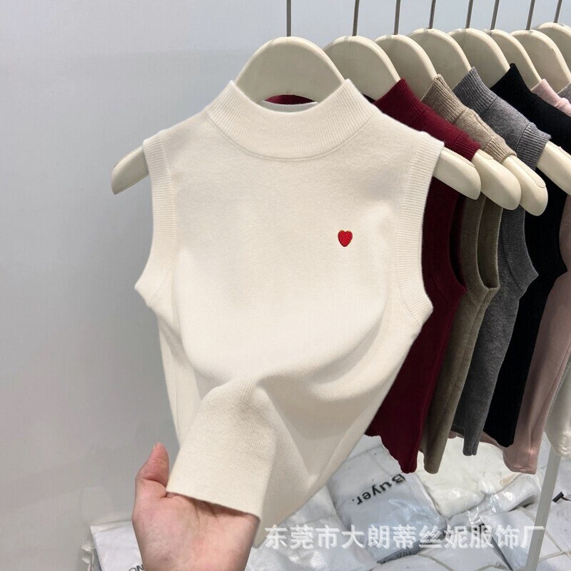 Women's Vest Solid Color Summer New Stylish Slim Sleeveless Outerwear Knitted Base Layer Top Trendy