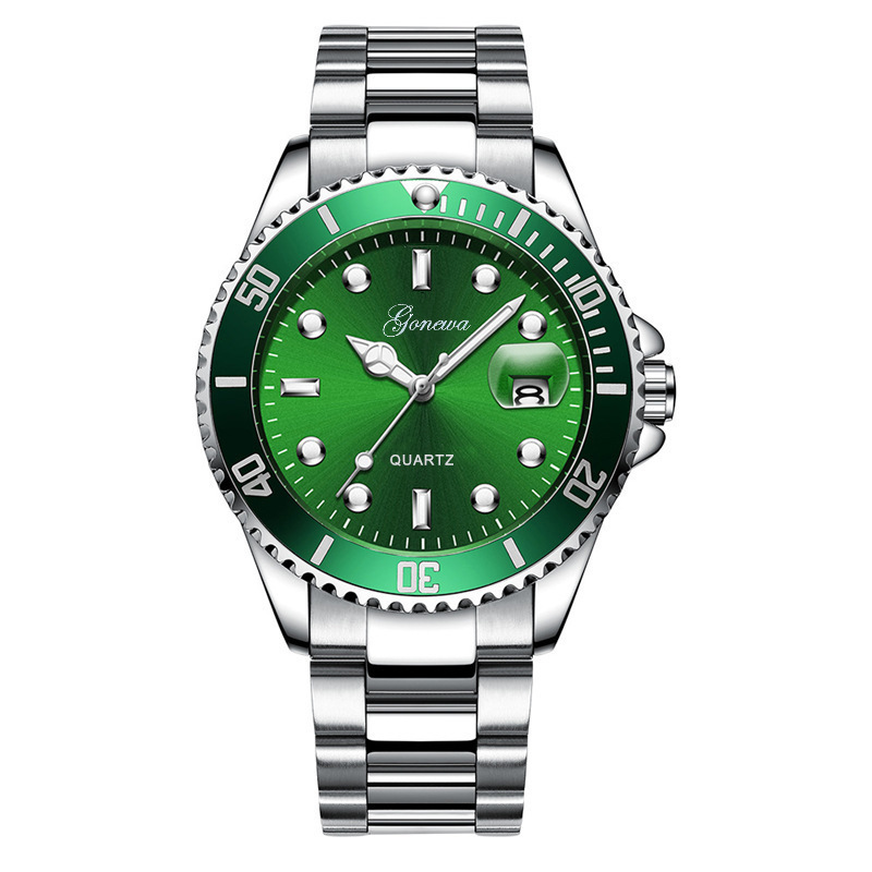 Foreign Trade Green Water Ghost Watch Men's Watch Calendar Steel Band Watch Automatic Non-mechanical Men's Quartz Watch