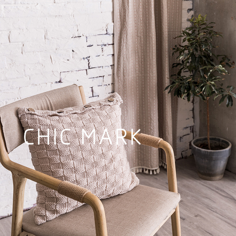 ins wind button pillowcase solid color knitted creative cushion home sofa plain living room pillow pillowcase wholesale