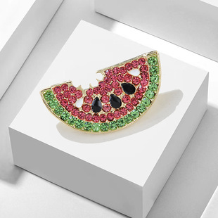 Europe and the United States new personalized fashion watermelon color diamond brooch alloy drop oil brooch AliExpress