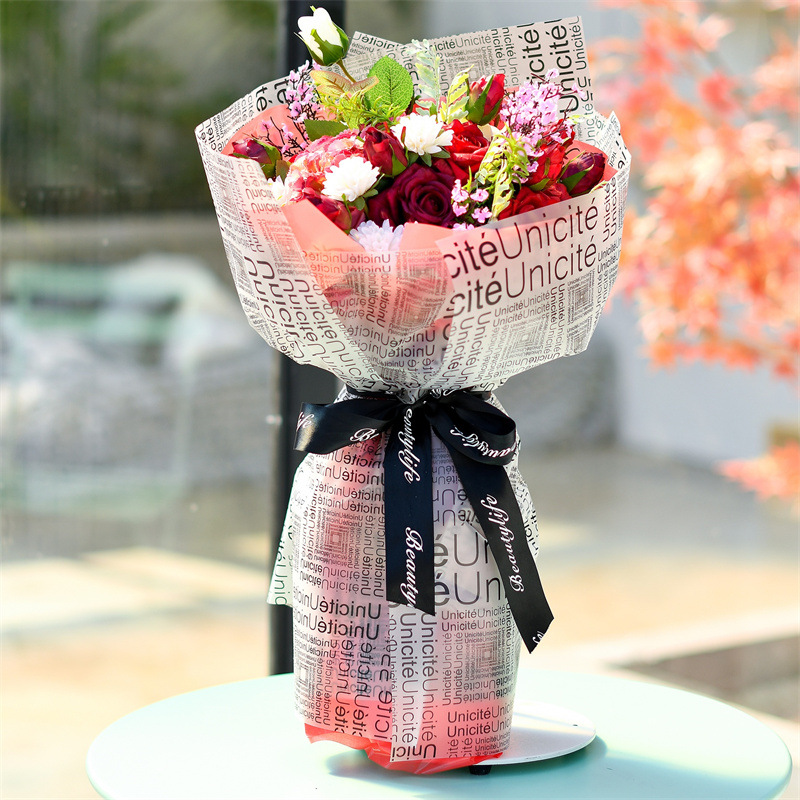 Fábrica de fiestas de flores al por mayor en inglés diseño de papel de embalaje de flores semipermeable de niebla florista artículos de paquete de papel