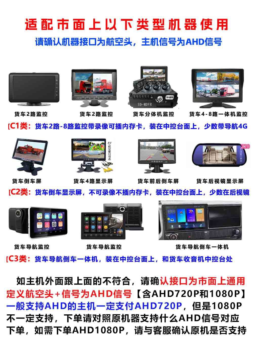 Factory direct supply of car camera AHD vehicle-mounted high-definition infrared night vision wide-angle blind spot truck reversing camera