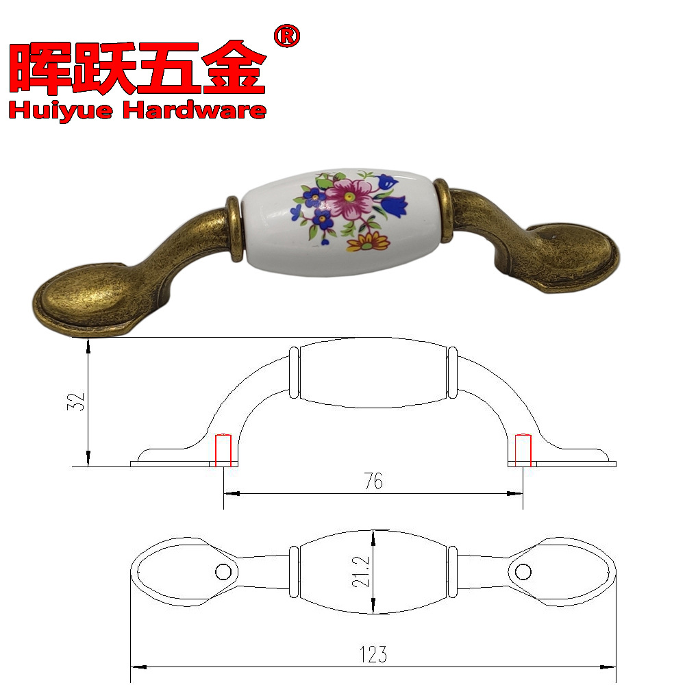 Huiyue 76mm European bronze printed handle imitation classic drawer…