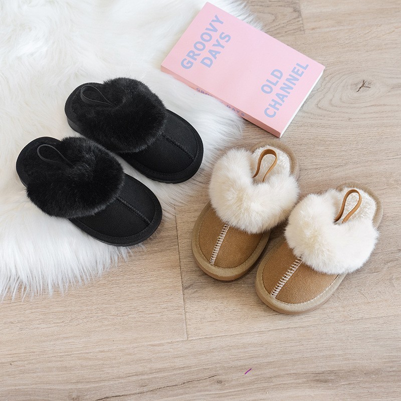Children's Elastic Band Snow Boots 2025 Autumn and Winter New Two-Wear Girls' Slippers Fleece-Lined Warm Plush Plush Slippers