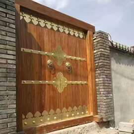 实木大门庭院双开榆木门新中式别墅寺庙四合院入户门定 做大门