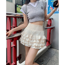 时尚高腰A字蓬蓬蛋糕短裙女2024年夏季新款显瘦百搭包臀半身裙子