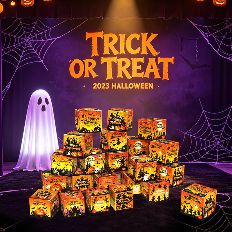Horror-Themed Cross-Border New Halloween Paper Box Candy and Snack Packaging with 3D Decorative Props for Party Decoration