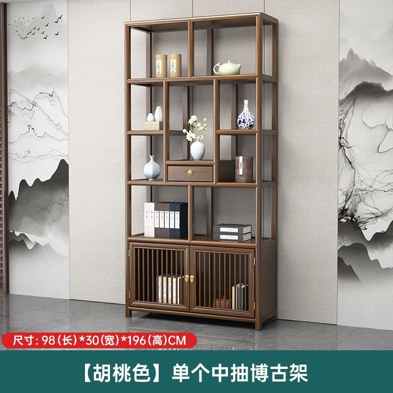 無垢材中国風多宝閣茶収納ラックニレパーティション装飾品オフィスティールーム収納ディスプレイキャビネットボーグラック|undefined