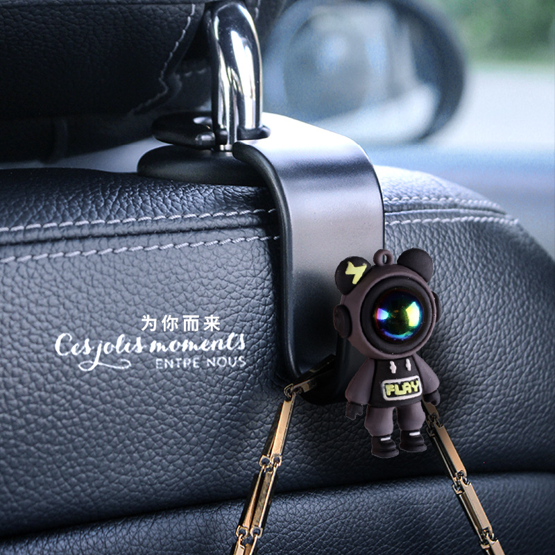 Lightning Bear Gancho para coche, respaldo del asiento, gancho para coche, gancho de almacenamiento trasero multifuncional, almacenamiento en coche lindo