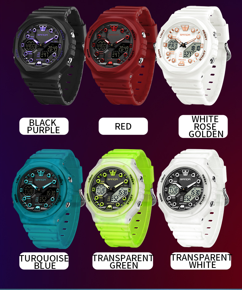 Sanda Sanda 6200 Orologio elettronico Esplosioni Sveglia multifunzionale Orologio impermeabile Orologio Cool Beginning Orologio per studenti delle scuole superiori_voghion.com