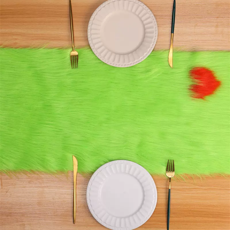 亚马逊梳妆台桌旗跑步者跨境爱心绒毛绒桌生日派卧室床头桌布北欧