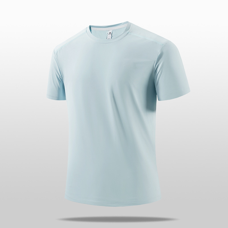Ice Silk Thin Cross-border Short-sleeved T-shirt Men's Loose Casual Sports Seamless plus size Top Men's Breathable Quick-drying Clothes