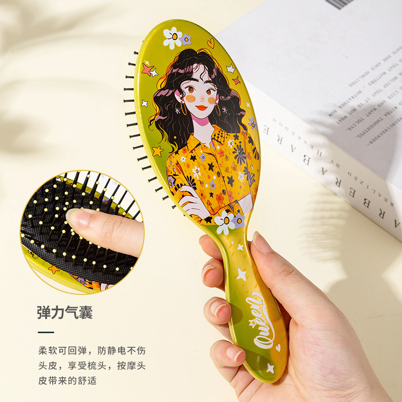 グリッタープリンセス熱転写印刷エアクッションコームふわふわ頭蓋骨スタイリングコーム女の子頭皮マッサージエアバッグコーム|undefined