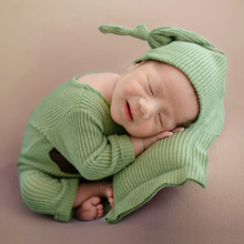 新生儿摄影服婴儿露脚连体衣 婴儿爬服 宝宝拍照衣服三件套装