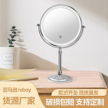 LED化妆镜台式双面高清桌面镜欧式镜子便携浴室美容镜双面梳妆镜