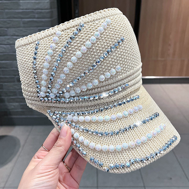 Verano punto diamante vacío superior gorra de béisbol moda diamante-incrustado sombrero para el sol todo partido no superior gorra de protección solar sombrero para el sol al por mayor image 8