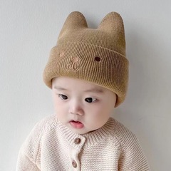 新生婴幼儿帽子秋冬季婴儿男童女宝宝针织毛线套头帽胎帽小月龄潮