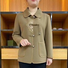 2025春装新款中老年人春秋外套女中年妈妈短款洋气风衣上衣服大码
