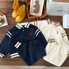 Children's Set Autumn Winter New Boys and Girls Casual Collar Sweatshirt and Sweatpants 2-Piece Set Baby Sports Set
