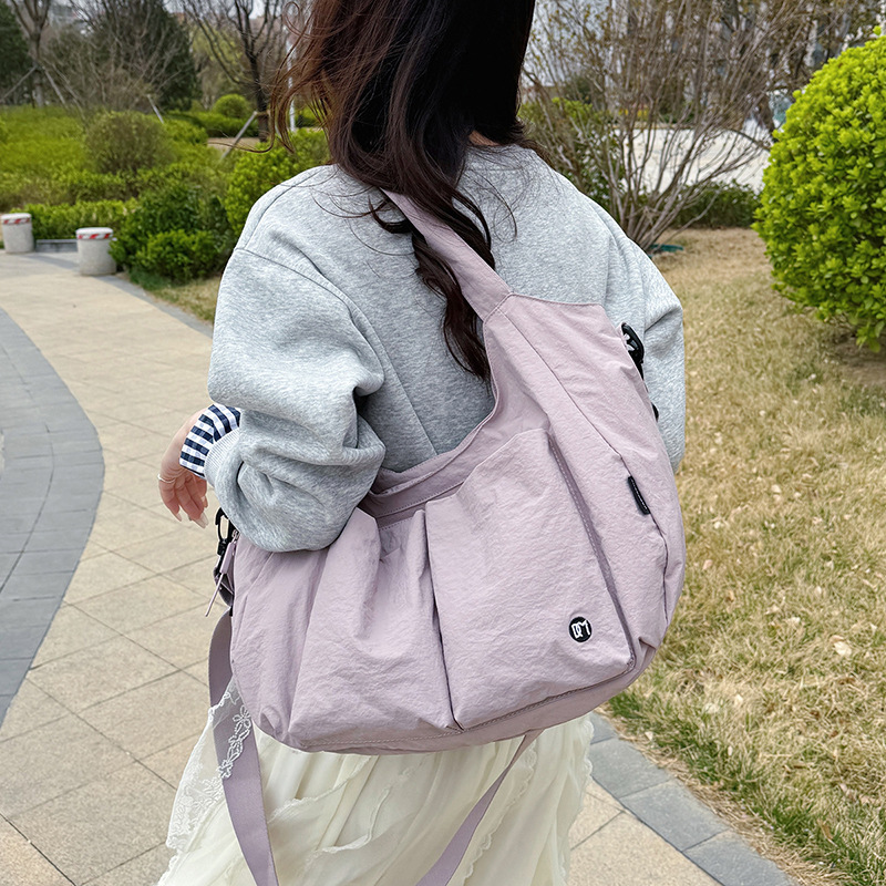 帆布单肩斜挎包女生大学生上课包唐捐大容量文艺休闲包中性托特包