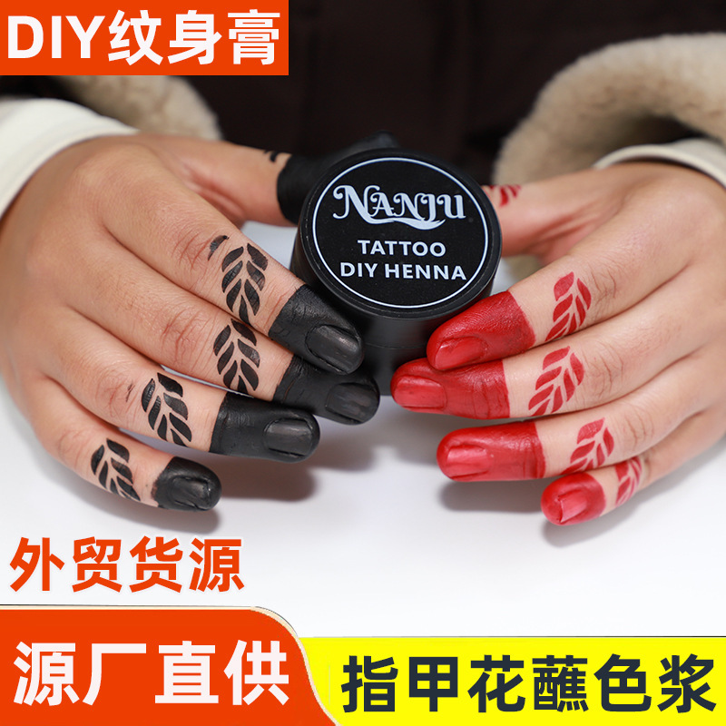 Muslim red pink black finger DIY henna dip paste pigment temporary Indian henna paste