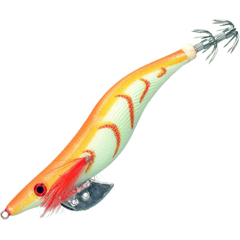 Camarón de madera gancho de calamar Pesca de Mar calamar sepia cebo falso luya cebo no.3.0 no.3.5 anillo cuentas de madera luminosa gancho de camarón