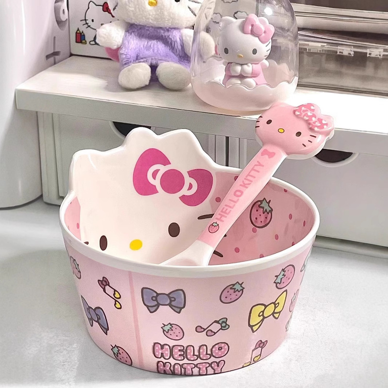 Cartoon children's eating bowl thickened melamine student instant noodle bowl soup bowl baby noodle bowl plate cup spoon chopsticks