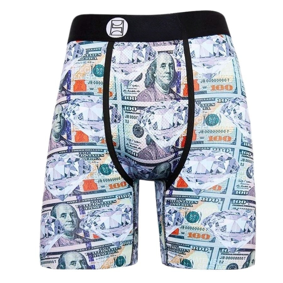 Marca de moda PSD seda de hielo pantalones cortos de poliéster pantalones de playa estampados anime deportes cómodos correr bóxer calzoncillos para hombres