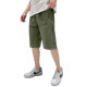 Cross-border large size solid color cotton medium Men's cropped casual zipper pocket printed loose men's overalls