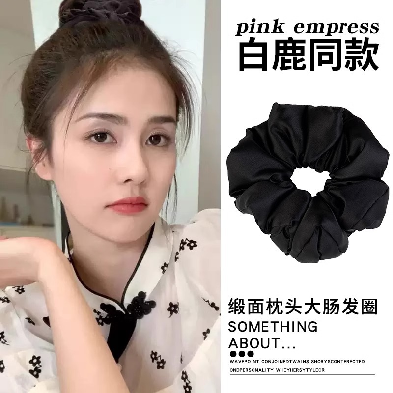 almohada de satén para dormir anillo de cabello red rojo 2025 nuevo anillo de cabello de intestino grueso cuerda de cabello para mujeres adultas bola de cabello adornos de cabello