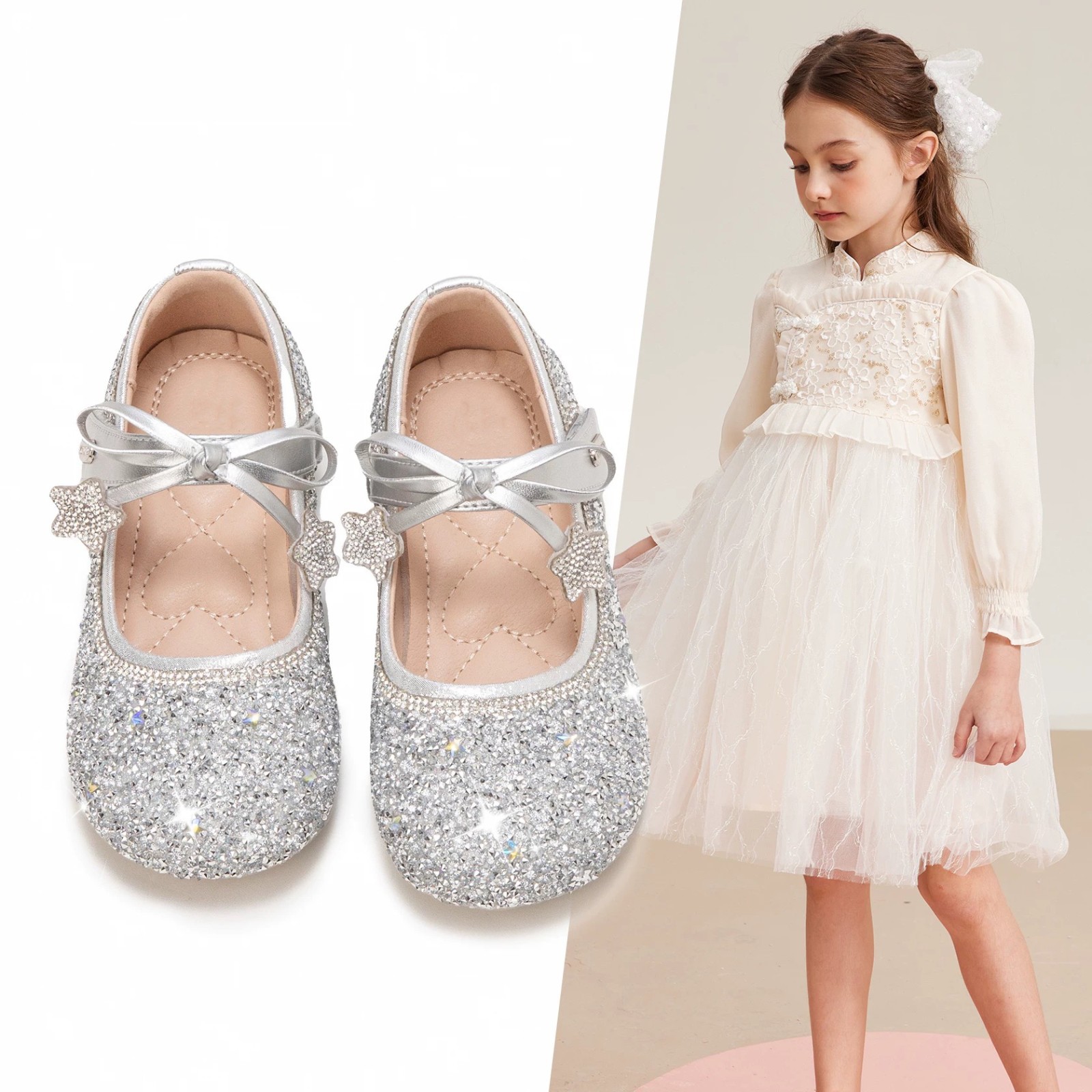Zapatos de princesa para niñas zapatos de cuero para niños 2026 nuevo primavera y otoño zapatos de cristal para niñas con suela suave zapatos de moda image 3