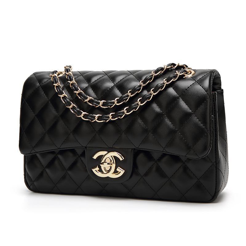 Cf Lambskin Soft Leather Chanel-Style Quilted Chain Crossbody Bag Versatile Light Luxury Live-Stream Style Retro Handbag Cf Lambskin Soft Leather Chanel-Style Quilted Chain Crossbody Bag Versatile Light Luxury Live-Stream Style Retro Handbag