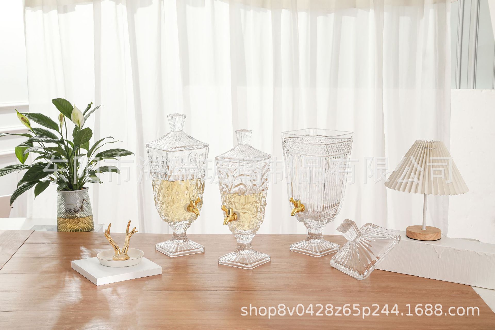 新款方型2L.3L.5L大容量玻璃果汁缸酒杯KTV自助餐冷饮啤酒汽水罐