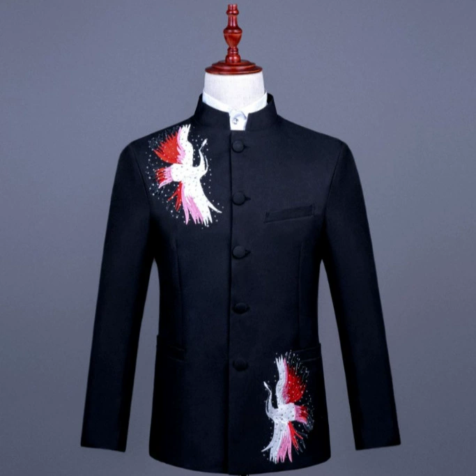 Мужская туника, мужской деловой костюм, китайское платье, одежда для женихов, мужской костюм, одежда для выступлений хора