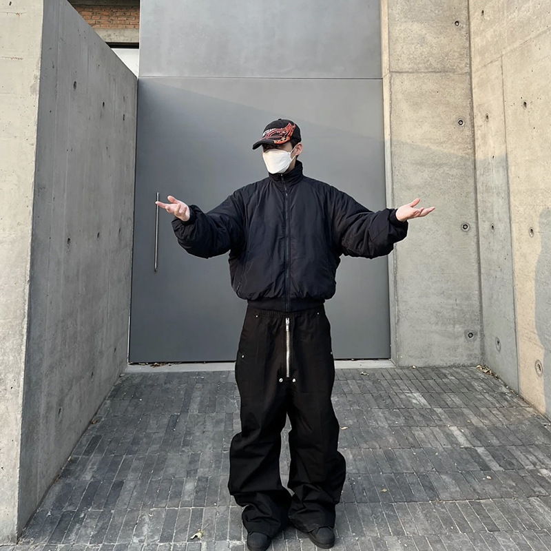 2024 Diablo Tooling Shaped Wide-leg Low-crotch Loose Casual Trumpet Zipper Banana Long Pants Men's Trendy