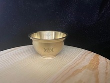 跨境外贸 黄铜三相月小圣杯 雕刻纯铜MINI杯仪式摆件 Wicca迷你碗