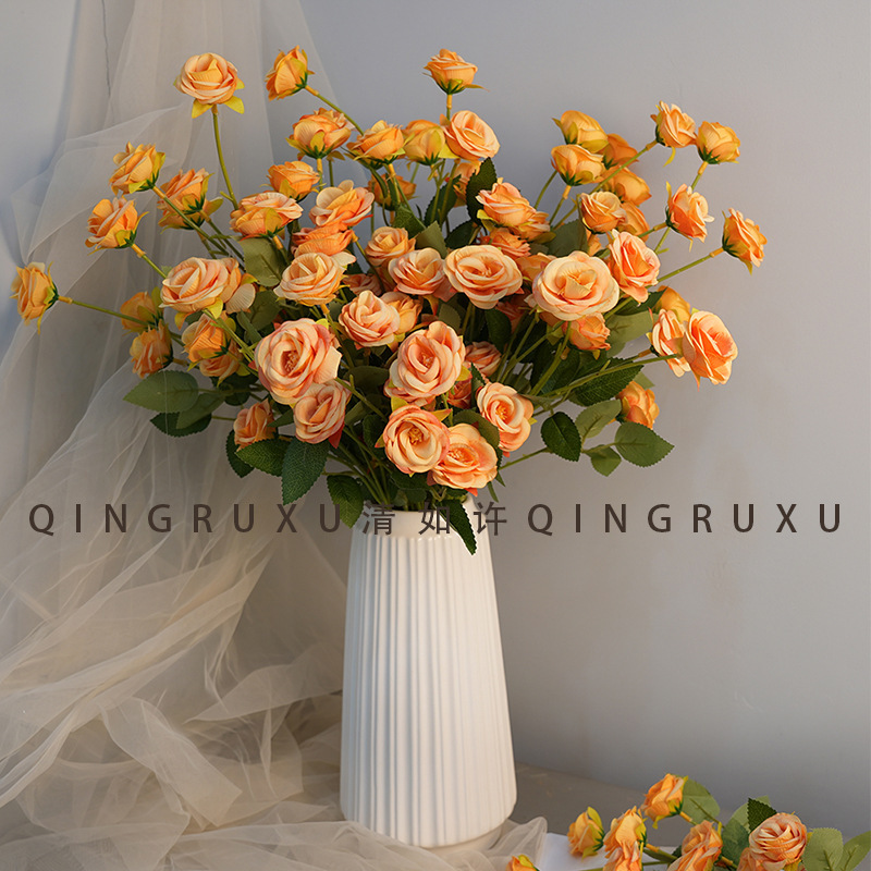 Oil Painting Style Light Luxury Artificial Rose Flower, Nordic Artificial Rose with Long Stems, 6 Heads of Tea Roses for Home Decoration Oil Painting Style Light Luxury Artificial Rose Flower, Nordic Artificial Rose with Long Stems, 6 Heads of Tea Roses for Home Decoration