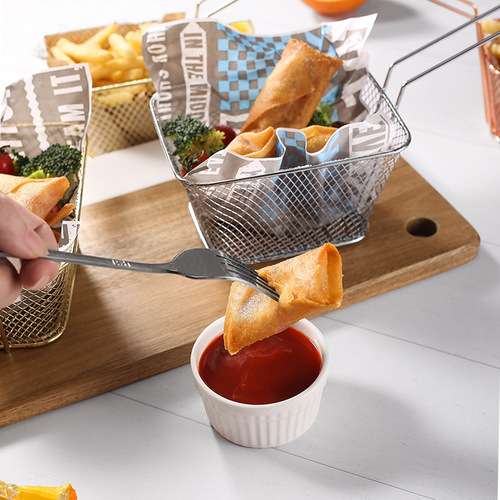American creative snack basket food basket large and small electroplated square frying basket Western restaurant fried chicken nuggets and French fries basket