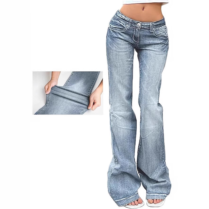 Jeans Acampanados para Mujer de Mezclilla Elásticos de Cintura Media