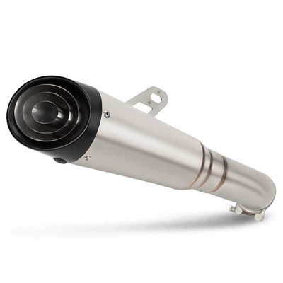 Suitable for Motorcycle Modification Exhaust Pipe Zx4Rr Zx4R Sc Three-Layer Stainless Steel Integrated Middle Section and Tail Section (Motorcycle exhaust pipe) - titanium-color-carbon-head