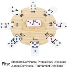 木质多米诺骨牌收纳架儿童益智玩具轮毂骨牌架墨西哥火车记分垫