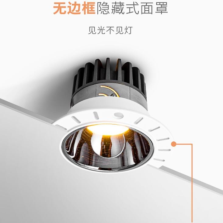 incrustado sin marco cob lámpara de foco sala de estar anti-deslumbramiento espectro completo incrustado techo sin lámpara principal montaje oculto colina