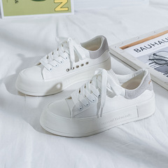 Canvas shoes for women, cute Japanese style, thick sole, versatile, ugly cute, large head, low-top, Instagram trendy, retro, rounded toe, white canvas shoes