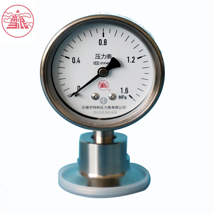 雪浪特种仪表 不锈钢隔膜压力表Y-60BMK卡箍式螺纹接口按需