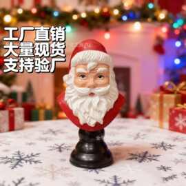 跨境新品圣诞老人半身 雕像圣诞节装饰品礼物圣诞树脂工艺品摆件