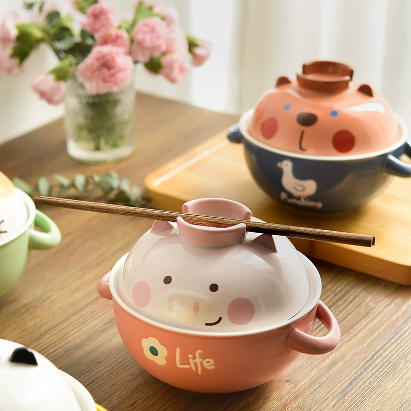 Cartoon ceramic soup bowl for students, internet celebrity