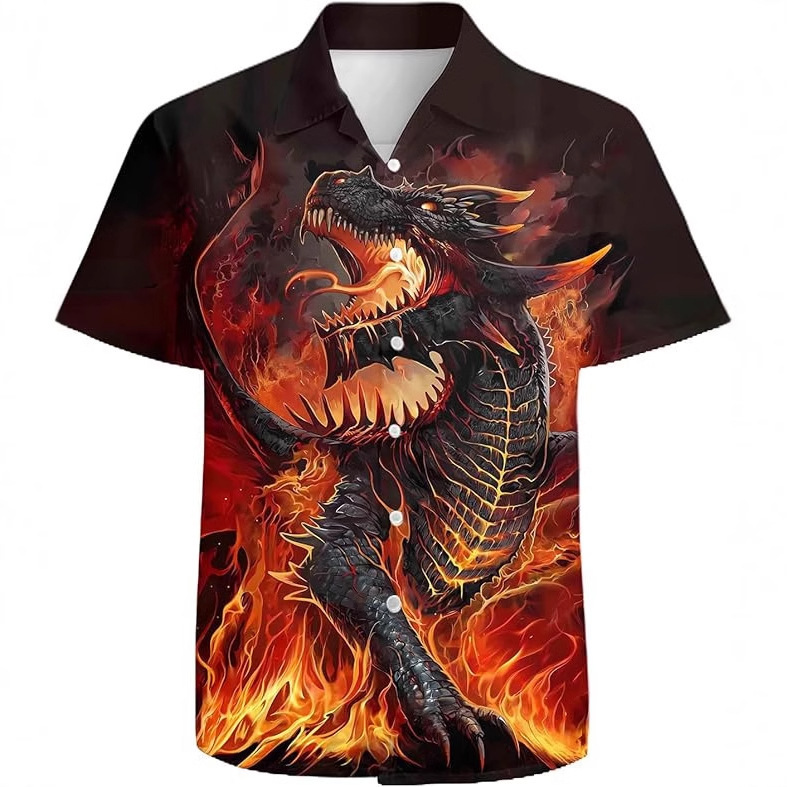 Hot-Selling Cross-Border 3D Printed Hawaiian Shirt, Popular on Amazon Independent Sites, Short-Sleeve Shirt with Turn-Down Collar, Design from Your Own Image