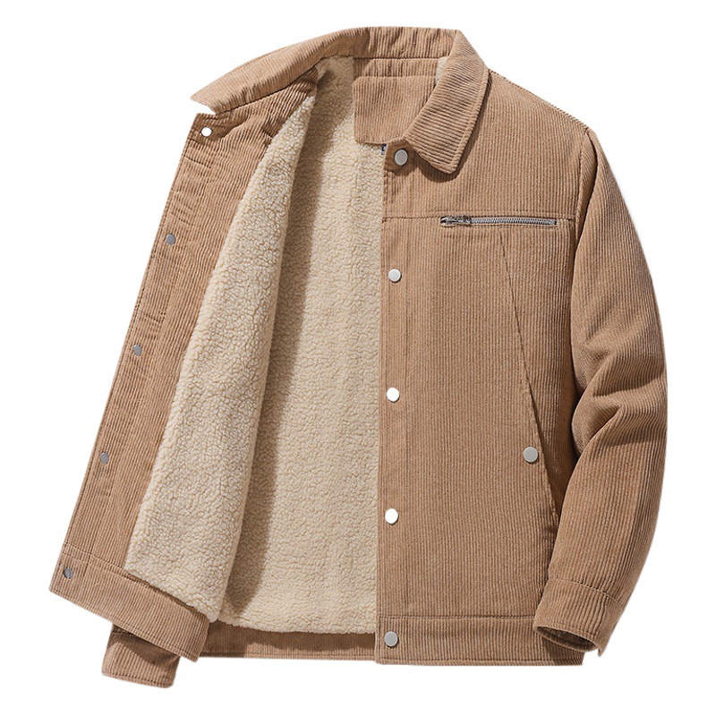 Otoño abrigo chaqueta de pana los hombres invierno papá desgaste maduro temperamento herramientas solapa casual chaqueta pana