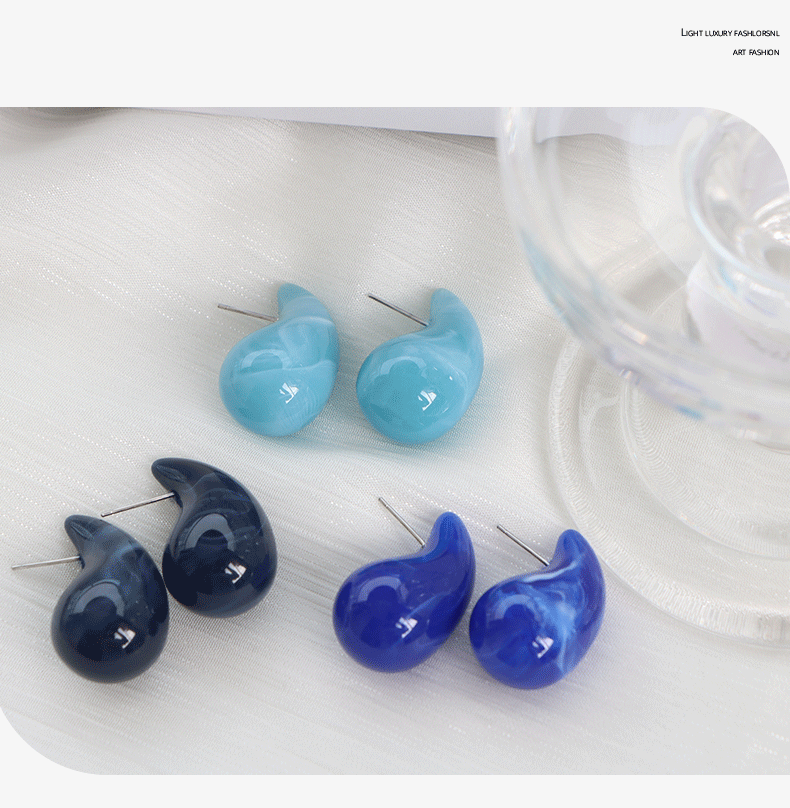 IG Style Simple Style Water Droplets Resin Enamel Women's Ear Studs display picture 4